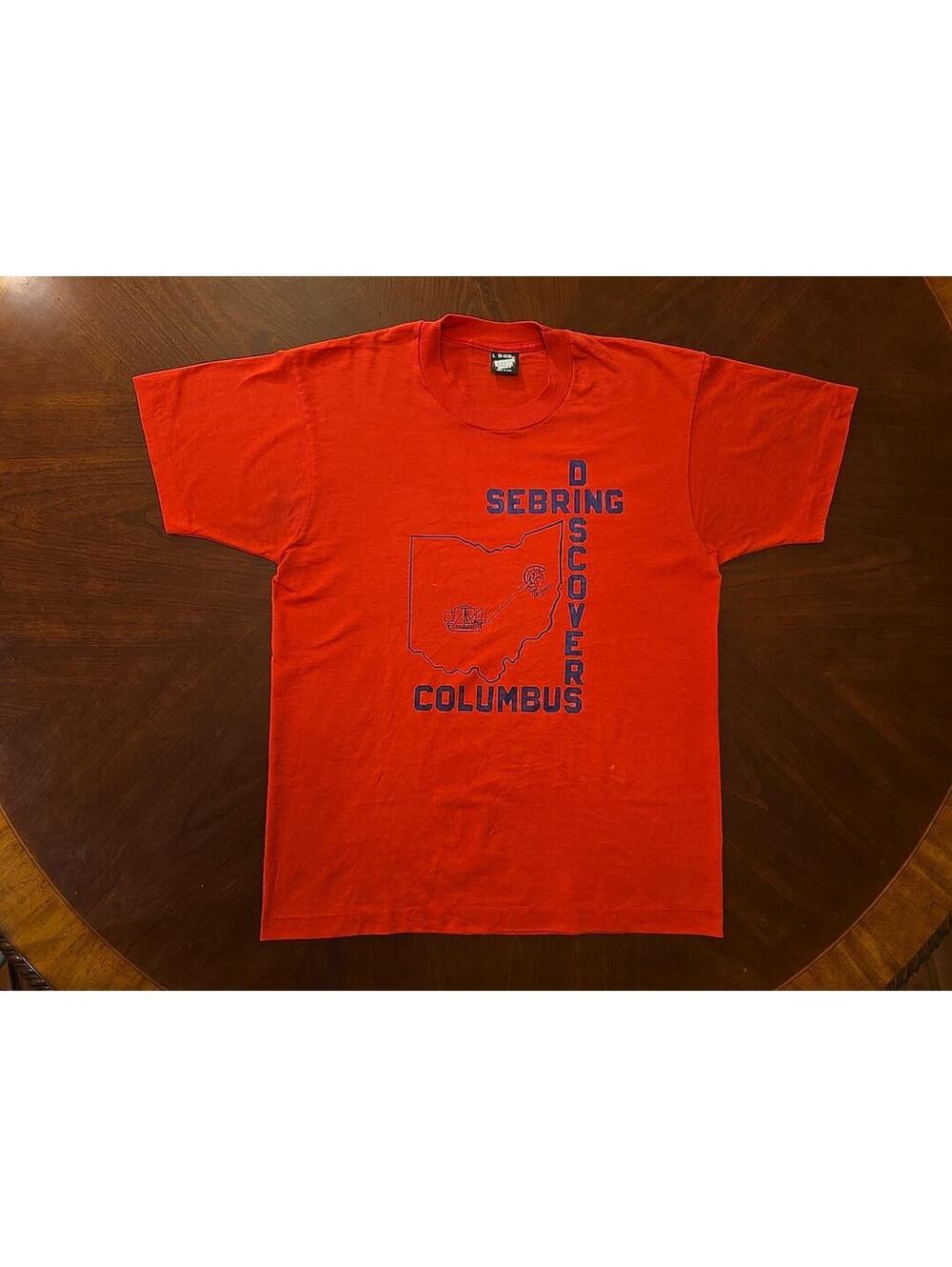 Vintage 80s 90s Sebring Trojans Discover Columbus Ohio T Shirt L Single Stitch